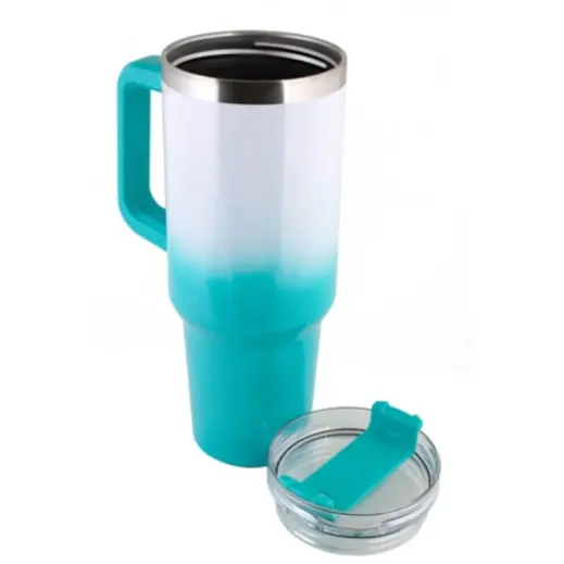Glitter Travel Mug Blue White Open